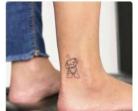 Small Dog Tattoo, Tattoo Lower Back, Tatoo Dog, Puppy Tattoo, Small Dog Tattoos, 42 Tattoo, Shape Tattoo, Omerta Tattoo, Harry Potter Tattoos