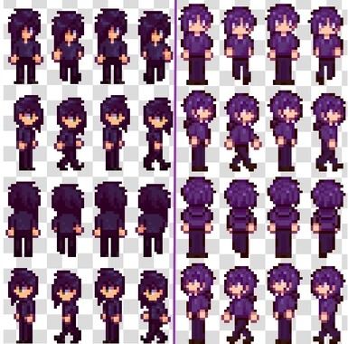 Sebastian Sprites Inspired by Nyapu's Portraits at Stardew Valley Nexus - Mods and community Stardew Valley Tips, Piskel Art, Pixel Drawing, Black Tree, Games Images, Stardew Valley, All Games, Social Interaction, Game Development