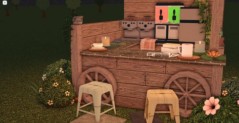 Bloxburg Market Stall, Bloxburg Market, Bloxburg Reference, Bloxburg Builds, Bloxburg Ideas, Market Stall, Food Stall, Outdoor Food, Market Stalls