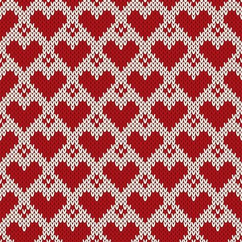 Heart knitted pattern Royalty Free Vector Image Heart Knitting Pattern Free, Heart Pixel Pattern, Heart Sweater Knitting Pattern, Knit Heart Sweater Pattern, Heart Knitting Pattern Charts, Knit Heart Pattern, Fair Isle Heart Pattern, Knitting Charts Free, Heart Fair Isle Chart