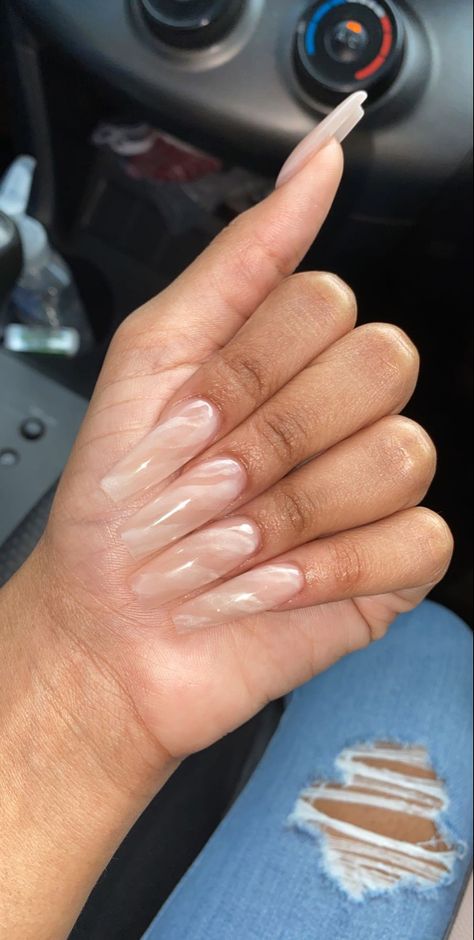 Cream Marble Nails, Coffin Acrylic Nails Marble, Tan Marble Nails, Nude Marble Acrylic Nails, Beige Marble Nails, Milky Marble Nails, Marble Square Nails, Neutral Marble Nails, Clear Marble Nails