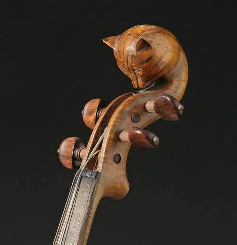 Cat violin scroll Violin Scroll, Old Violin, Cello Art, Violin Family, Instruments Art, Cellos, Violin Music, Cat Items, Musical Art