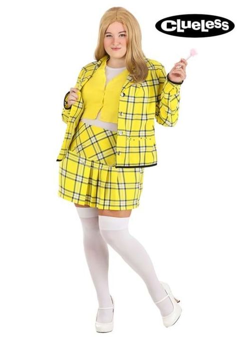 Plus Size Womens Authentic Cher Costume Cher Outfit, Cher Costume, Clueless Costume, Yellow Plaid Skirt, Outfit Generator, Clueless Cher, Halloween Costume Suit, Yellow Knit Sweater, Plus Size Costume