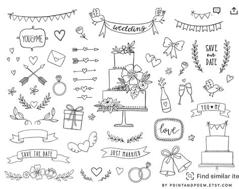 Wedding Doodles, Doodle Wedding, Mystic Logo, Wedding Icon, Love Doodles, Wedding Illustration, Hand Drawn Flowers, Hand Drawn Vector, Flower Svg