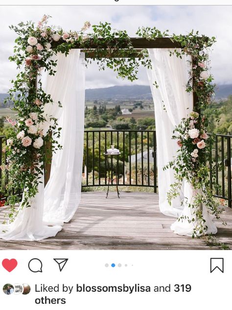 Outdoor Chuppah, Wooden Arch With Flowers, Wooden Arbor Wedding Flowers, Wooden Wedding Arch With Greenery, Wood Wedding Arch White Flowers, Ceremony Flowers Aisle, Chuppah Flowers, Grounded Floral Arches Beach, Ariel Wedding