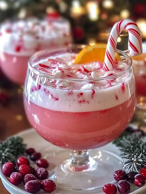 Candy Cane Christmas Punch Candy Cane Rimmed Drink, Candy Cane Punch Recipe, Specialty Christmas Cocktails, Candy Cane Alcoholic Drink, Christmas Drink Recipes Alcoholic Holiday Punch, Christmas Drinks Alcohol Recipes Punch, Candy Cane Punch, Christmas Shots Alcohol Holiday Drinks Cocktail Recipes, Candy Cane Food Ideas