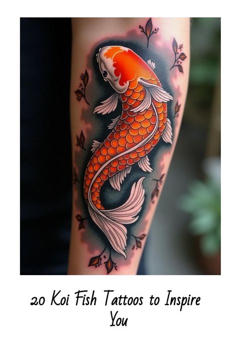 20 Koi Fish Tattoos to Inspire You Koi Fish Tattoo Japanese Style, Koi Fish Leg Tattoo, Fish Leg Tattoo, Traditional Koi Fish Tattoo, Traditional Koi Fish, Koi Fish Tattoos, Best Cover Up Tattoos, Tattoo Japanese Style, Unique Wrist Tattoos