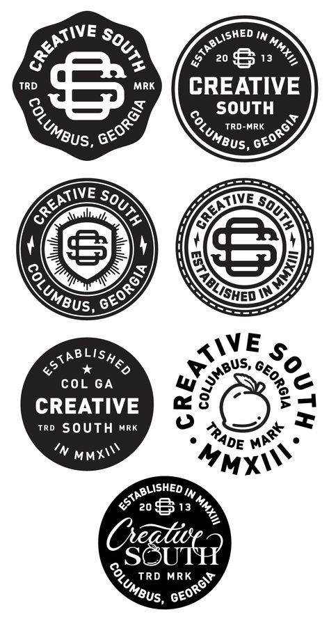 Creative-south-badge_finals Monograms Ideas, Nick Slater, Logos Vintage, Best Branding, Logos Retro, Streetwear Ideas, Inspiration Logo Design, Vintage Logos, Design Jersey