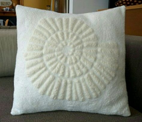 Felt Basket, Felt Cushion, Felt Pillow, Pretty Pillow, Wool Cushion, Wet Felt, Wool Art, Crochet Cushions, Felted Scarves