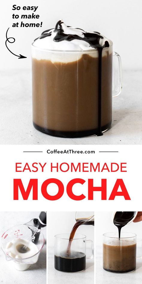 Cafe Mocha Recipe, Easy Whipped Cream, Chocolate Coffee Recipes, Mocha Coffee Recipe, Mocha Latte Recipe, Mocha Recipes, Chocolate Syrup Recipes, Coffee Machine Nespresso, Homemade Mocha