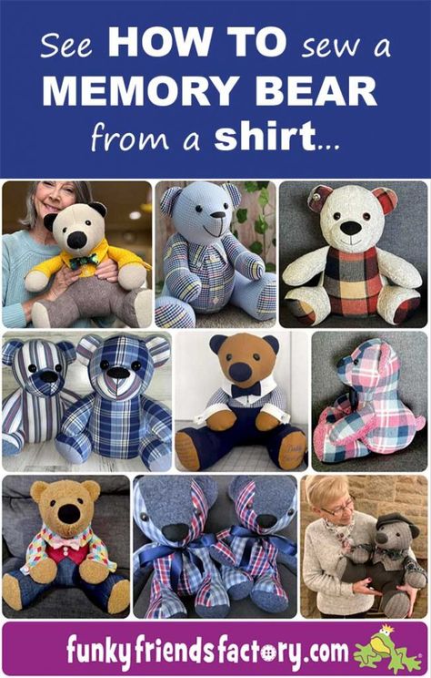 Tshirt Bear Pattern, Free Printable Teddy Bear Pattern, How To Make Memory Bears, Memory Bear Tutorial, Free Memory Bear Sewing Pattern Pdf, Memory Bears Pattern Free How To Make, Memorial Bear Pattern Free, Memory Stuffed Animals Patterns Free, Memory Bear From Shirt Pattern Free