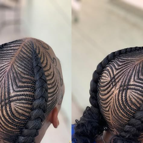 Two Braid Cornrow Hairstyles, Allen Iverson Braids For Women, Phondos Hairstyle For Black Women, Natural Hair Cornrow Styles Black Women, Latest Cornrow Styles, Freehand Cornrows, Freehand Hairstyle For Black Women, Freehand Hairstyle, Cornrow Updo On Natural Hair