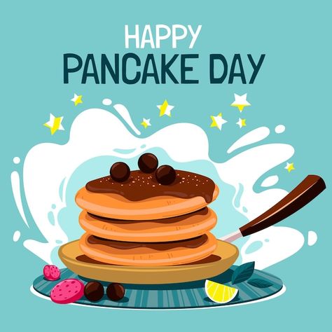 Happy Pancake Day, Pancake Tuesday, Dessert Strawberry, Shrove Tuesday, Pancake Day, Happy Foods, Year Of The Rabbit, Fry Pan, Menu Template