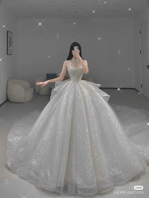 Wedding Dresses Korean, Korean Wedding Dress, Big Wedding Dresses, Pretty Quinceanera Dresses, Sparkle Wedding Dress, Gowns Dresses Elegant, Pretty Wedding Dresses, Fancy Wedding Dresses, Princess Ball Gowns