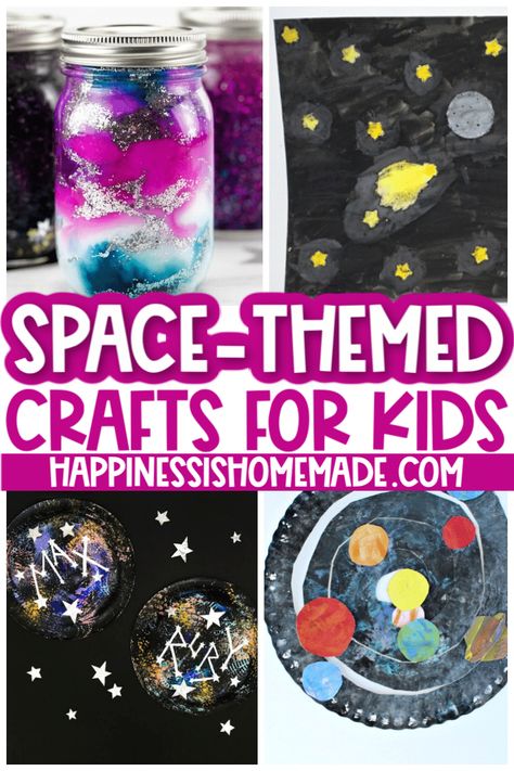 Space Crafts for Kids Outer Space Party Activities, Diy Space Crafts, Galaxy Crafts For Kids, Planet Crafts For Kids, Space Art Projects For Kids, Stars Activities, Space Crafts Preschool, Outer Space Crafts For Kids, Planet Diy