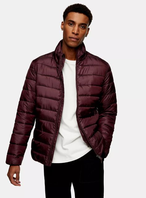 Burgundy Puffer Jacket Outfit, Puffer Jacket Outfit Men, Vest Outfits Men, Puffer Jacket Outfit, Maroon Jacket, Puffer Jacket Men, Mens Outdoor Jackets, Mens Puffer Jacket, Jacket Outfit