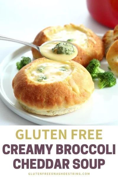 Gluten Free Bread Bowl Recipe, Gluten Free Broccoli Cheddar Soup, Creamed Soups, Broccoli And Cheddar Soup, Creamy Broccoli Cheddar Soup, Broccoli And Cheddar, Bread Bowl Recipe, Gluten Free Comfort Food, Creamy Soups