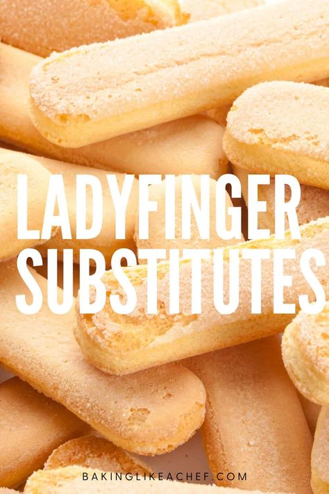 Learn the best ladyfinger substitutes and how to replace savoiardi biscuits with other alternatives to make an Italian classic – tiramisu. Grab the guide on over 20 great ideas, from Pavesini cookies and biscotti to sponge cake and panettone to French madeleines and waffles. | www.bakinglikeachef.com Lady Fingers Dessert, Cherry Delight Dessert, French Madeleines, Lady Fingers Recipe, Digestive Cookies, Classic Tiramisu, Lady Finger Cookies, Finger Cookies, Tiramisu Dessert