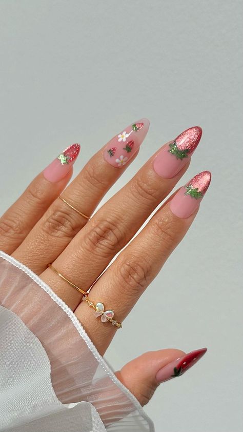 Daily Charme Official | EASY Strawberry spring nails for beginners ✨🍓 Cat eye edition (part 3) ❤️ Do you want to see these in pink? 💖 Save and share! Using… | Instagram Beginner Nail Art, Nails Strawberry, Nails For Beginners, Strong Cat, Strawberry Nails, Santa Claws, Nail Art For Beginners, Liner Brush, Easy Strawberry