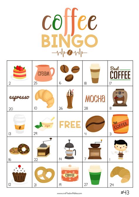 50 Coffee Bingo Cards Classroom Game, Bingo Game, Coffee Party Game, Work Office Game, Games for adults, Game night, Coffee Birthday Games Coffee Themed Party, Starbucks Crafts, Coffee Bridal Shower, Macmillan Coffee Morning, Starbucks Party, Coffee Birthday, Game Bingo, Starbucks Birthday, Coffee Printables