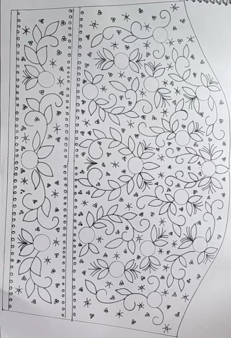 Aari Outline Drawing, Aari Motives Design, Maggam Work Paper Designs, Tracing Aari Design, Leaf Design Aari Work Blouse Tracing, Aari Neck And Sleeve Design For Tracing, Aari Work Tracing Designs, Aari Work Blouse Design Sketch, Maggam Work Trace Paper Designs