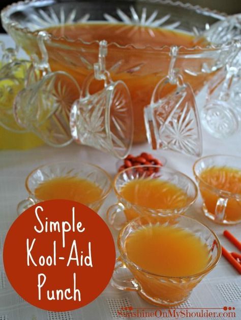 Oh my goodness. I remember this Kool-Aid punch from when I was a kid. Choose orange for Fall and then change the color for the other holidays or events. Kool Aid Punch, Orange Punch Recipes, Orange Punch, Virgin Drinks, Easy Punch Recipes, Easy Punch, Punch Drinks, Party Punch, Punch Recipes