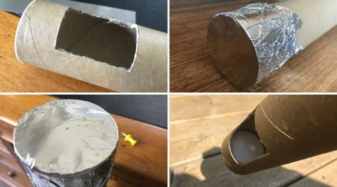 How to make a pinhole viewer with a cardboard tube - When Is The Next Eclipse? Diy Eclipse Glasses, Eclipse Party, Solar Eclipse Glasses, Solar Eclipses, Look At The Moon, Tin Foil, Total Solar Eclipse, Craft Knife, Hole In One