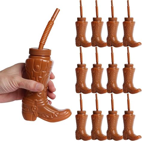 Amazon.com: Fxswety Cowboy Boot Cups 10 Ounces Plastic Cowboy Cups with Straws and Lids for Rodeo Party Favors and Western Themed Party Supplies(12Pcs) : Toys & Games Rodeo Party Favors, Cowboy Birthday Party Decorations, Western Themed Party, Plastic Cup With Straw, Cups With Straws, 1st Rodeo, 1st Birthday Party Favors, Rodeo Party, Western Theme Party