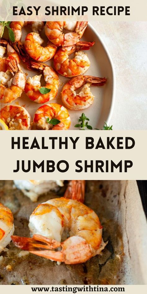 You'll love this Colossal Baked Jumbo Shrimp! This easy weeknight dinner is ready in just 15 minutes! Colossal Shrimp Recipes, Tiger Prawn Recipe, Jumbo Shrimp Recipes, Cooked Shrimp Recipes, Baked Shrimp Recipes, Shrimp Recipes Healthy, Shrimp Dinner, Shrimp Recipes For Dinner, Jumbo Shrimp