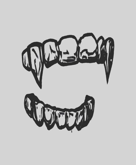 Vampire Teeth Sketch, Sharp Teeth Tattoo, Vampire Teeth Tattoo, Teeth Tattoo, Art Tattoo Design, Graffiti Style Art, Tattoo Style Drawings, Tattoo Art Drawings, Body Stickers