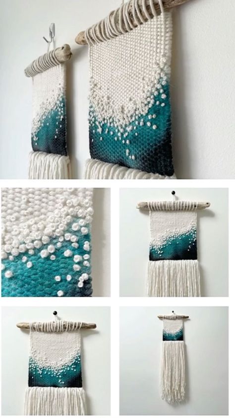 Wave Wall Art, Simpul Makrame, Pola Macrame, Macrame Wall Hangings, Weaving Loom Diy, Wave Wall, Weaving Loom Projects, Yarn Wall Art, Weaving Wall Hanging