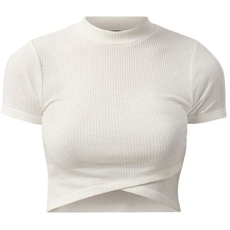 Cream Ribbed Wrap Crop Top ($4.99) ❤ liked on Polyvore featuring tops, t-shirts, shirts, crop tops, winter white, white short sleeve shirt, cream t shirt, short sleeve t shirts, high neck t shirt and white tee Crop Tops Winter, Cropped White Shirt, White Wrap Top, Tops Winter, Shirts Crop Tops, Cropped White Tee, Shirts Crop, White Short Sleeve Shirt, Wrap Crop Tops