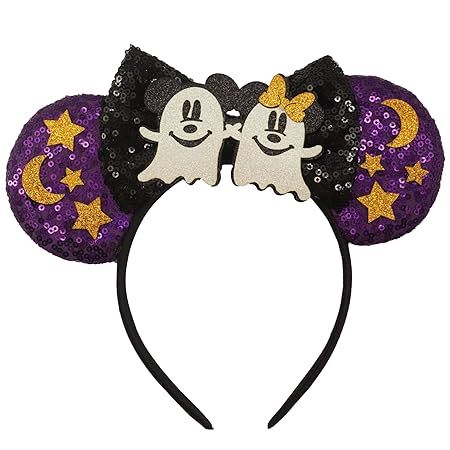 Viwind Mouse Ears Headbands Glitter Cute Ghost for Women Girlds Adults Halloween Hair Decorations Bows Hairbands Party Favors Halloween Mouse, Halloween Accessories Hair, Minnie Mouse Ears Headband, Halloween Party Outfits, Halloween Headband, Halloween Bows, Scary Halloween Party, Mouse Ears Headband, Disney Bounding