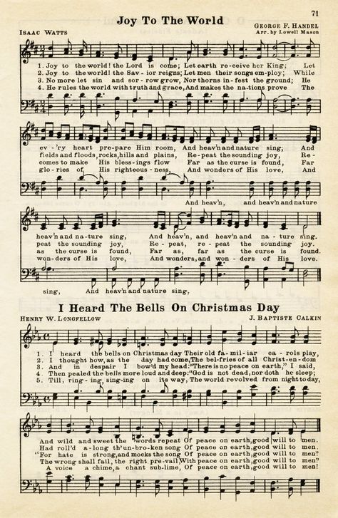 Here is a vintage sheet music graphic that includes two Christmas hymns: Joy To The World and I Heard The Bells On Christmas Day. The page is from the vintage songbook The Golden Book of Favorite Songs, 1915. Click on image to enlarge. Related posts: Free Vintage Image ~ Three Little Kittens Sheet Music Vintage Christmas Sheet...Read More » Christmas Hymns, Christmas Songs Lyrics, Hymn Sheet Music, Carla Diaz, Christmas Sheet Music, Music Crafts, Scrap Ideas, Christmas Carols, Music Page