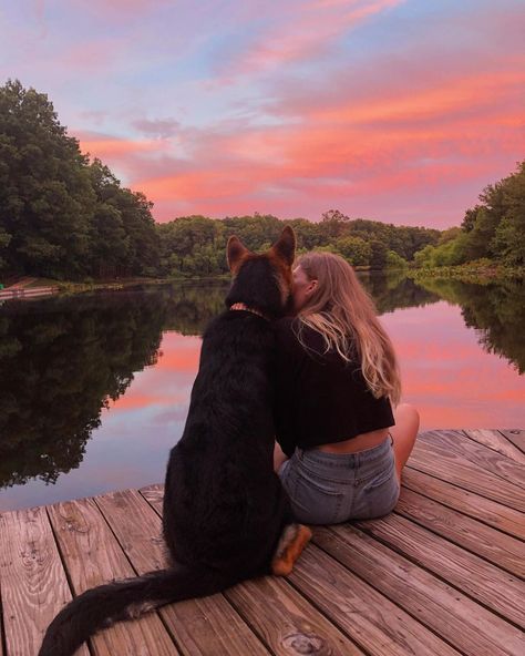 The Sun, A Woman, Puppies, Sun, Water