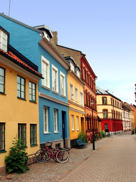 Malmo street - Sweden. Street from the old town of Malmo - Sweden , #sponsored, #street, #Malmo, #Sweden, #town, #Street #ad Dream Neighborhood, Colorful Cities, Lund Sweden, Colored Houses, Malmo Sweden, Visit Sweden, Row Houses, Colorful Houses, Sweden Travel