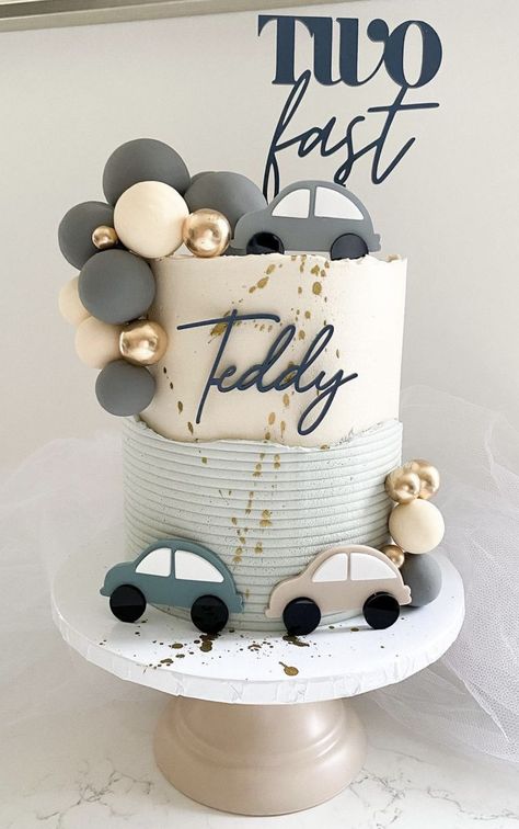 2nd Birthday Cake Boy, Second Birthday Cakes, Baby Boy Birthday Cake, 2nd Birthday Party For Boys, Baby First Birthday Cake, 2nd Birthday Boys, Baby Birthday Decorations, Car Birthday Theme, Second Birthday Ideas