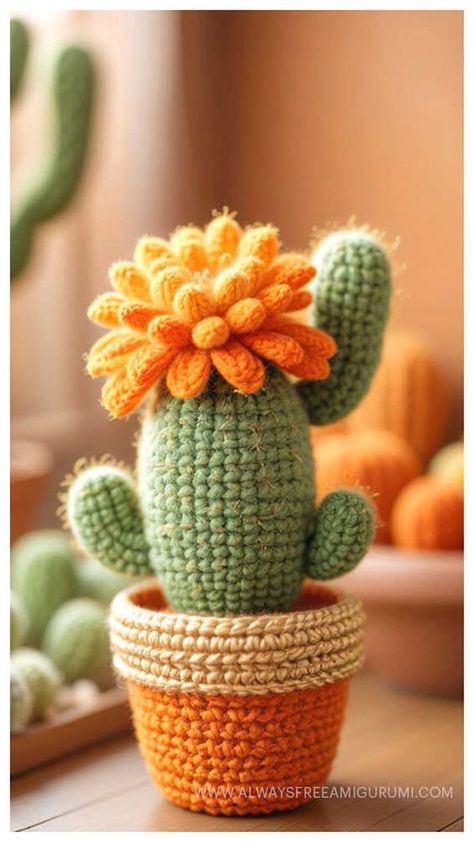 Amigurumi Cactus Crochet Free Pattern Cactus Amigurumi Free Pattern, Succulent Crochet Free Pattern, Cactus Crochet Pattern Free, Crochet Succulents Free Pattern, Amigurumi Free Pattern Beginner, Crochet Plants Free Pattern, Small Crochet Projects Free Patterns, Cacti Crochet, Crochet Botanical