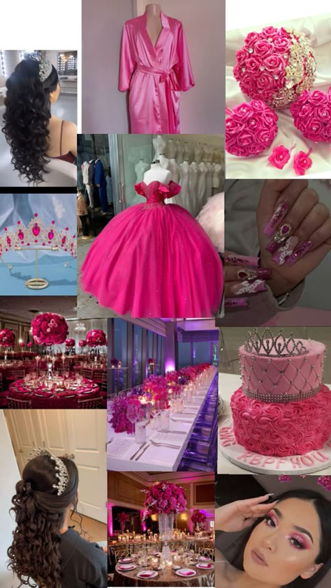 Hot Pink Quince, Pink Quince, Quince, Quinceanera, Hot Pink, Flowers, Pink, Dresses