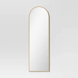 Target Gold Mirror, Cute Room Mirrors, Hanging Mirrors On The Wall Tips, White And Gold Room Decor, Target Room Decor, Mirror For Room, Brass Threshold, Target Mirror, Bed Target