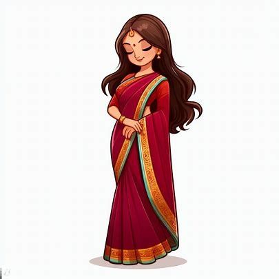 single indian saree cartoon clipart images - Pencipta Imej daripada Microsoft Designer Saree Animation, Saree Caricature, Indian Illustration Character, Indian Cartoon Characters, Indian Character Design, Saree Drawing, Indian Animation, Saree Illustration, Indian Clipart