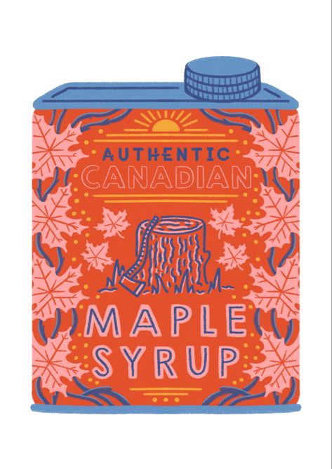 Canadian maple syrup packaging Maple Syrup Tattoo, Syrup Branding, Maple Syrup Drawing, Maple Illustration, Maple Syrup Illustration, Vintage Food Packaging, Maple Syrup Packaging Design, Maple Syrup Label Design, Syrup Packaging