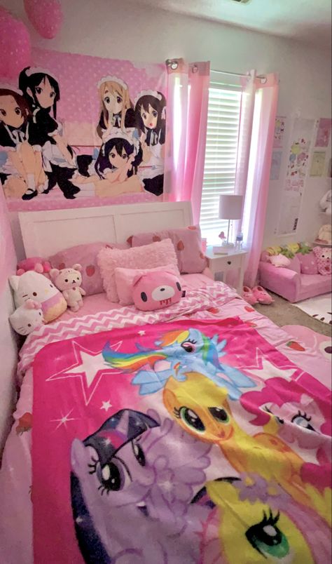 Backgrounds Room, Otaku Room Aesthetic, My Little Pony Bedroom, Kawaii Room Ideas, Hello Kitty Room Decor, Scene Room, Kawaii Bedroom, Bedroom Stuff, Otaku Room