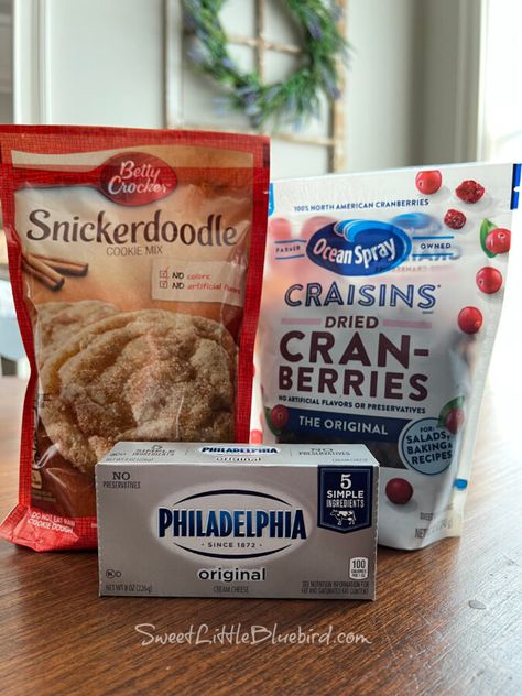 Cranberry Cream Cheese Snickerdoodles (Thick, Soft & Chewy) - Sweet Little Bluebird Betty Crocker Snickerdoodle Recipe, Cranberry Cream Cheese Snickerdoodles, Betty Crocker Snickerdoodle Cookies, Betty Crocker Snickerdoodle Cookie Mix Recipes, Snickerdoodle Cookies With Cream Cheese, Cream Cheese Snickerdoodle Cookies, Cream Cheese Snickerdoodles, Betty Crocker Sugar Cookie Mix, Betty Crocker Cookie Mix