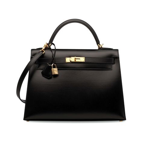 BLACK CALF BOX LEATHER SELLIER KELLY 32 WITH GOLD HARDWARE | HERMÈS, 2002 |  Absolutely gorgeous! Kelly 32, Handbags Collection, Colorful Handbags, Hermes Kelly Bag, Perfect Handbag, Kelly Bag, Black Luxury, Hermes Handbags, Hermes Bags