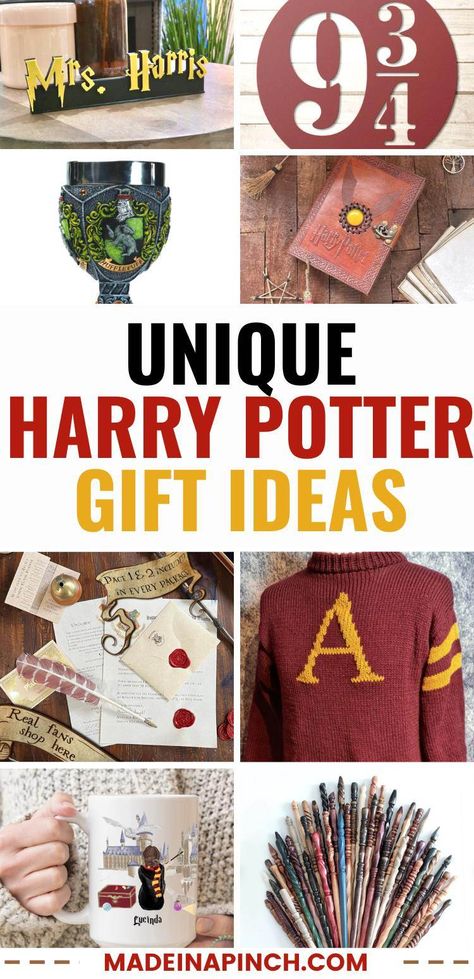 Looking for a gift for a Harry Potter fan? There are tons of Harry Potter gift guides out there, but this guide is the most comprehensive and offers unique ideas you won Harry Potter Prize Ideas, Gifts For Potterheads, Harry Potter Christmas Gift Ideas, Gift Ideas For Harry Potter Fans, Harry Potter Homemade Gifts, Diy Harry Potter Gift Ideas, Harry Potter Theme Gifts, Gift For Harry Potter Fan, Harry Potter Gifts For Kids