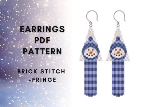 Fringe Earring Pattern, Beaded Critters, Loom Designs, Fringe Earring, Funny Jewelry, Snowman Pattern, Seed Bead Pattern, Winter Earrings, Earrings Ideas