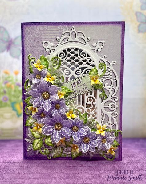 Heartfelt Creations Flowers, Heartfelt Creations Cards, Clematis Flower, Beautiful Handmade Cards, Crafters Companion, Flower Center, Heartfelt Creations, Fun Fold Cards, Pretty Cards