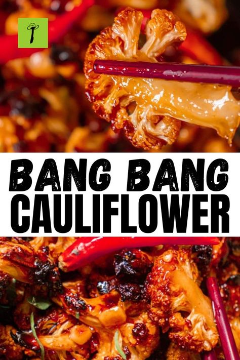 Bang Bang Cauliflower Cauliflower Chinese Recipe, Bang Bang Cauliflower Air Fryer, Bang Bang Cauliflower Recipe, Bang Bang Cauliflower, Cauliflower Recipes Healthy, Bang Bang Sauce, Tasty Vegetarian Recipes, Air Fryer Recipes Healthy, Veggie Side Dishes