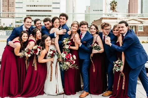 Burgundy Bridesmaid And Groomsmen, Navy And Burgundy Wedding Party, Navy Blue Tuxedo Wedding Burgundy, Navy Blue And Burgundy Wedding Bridesmaid Dresses, Navy Suits And Bridesmaid Dresses, Navy Blue Suit Burgundy Tie Wedding, Navy Burgundy Groomsmen, Groomsmen Attire Navy Burgundy, Burgundy Bridesmaid Dresses And Navy Suits